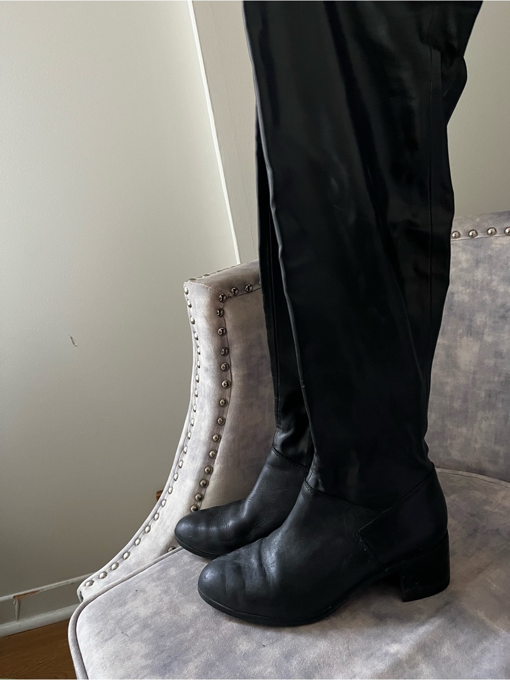 Women's Black vegan over the Knee-High Fashion Boots